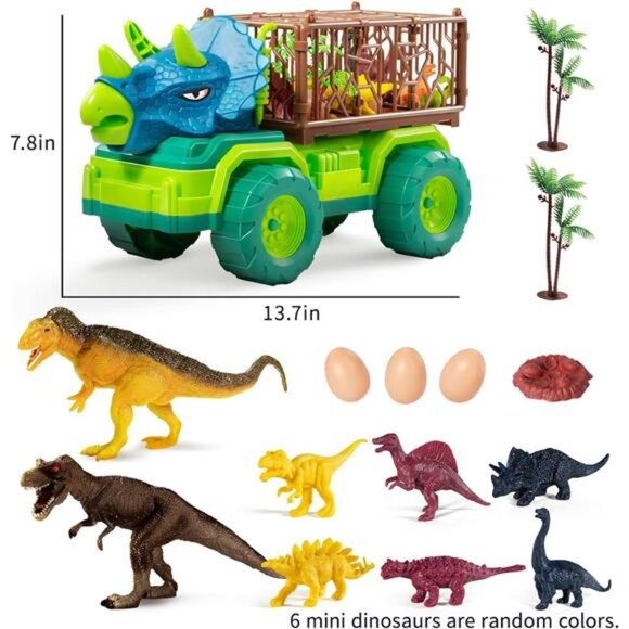 Dinosaur Truck Toy 3-5 Years, Triceratops Transport Car Carrier - Picture 6 of 7